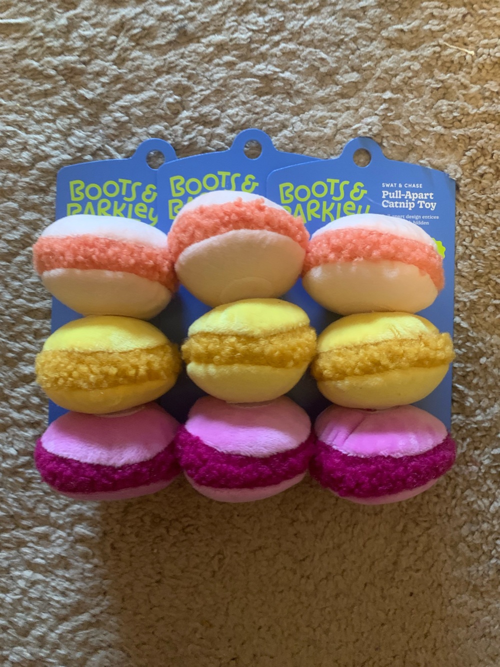 Boots & Barkley Plush Macaron Cat Toys - 3 packs